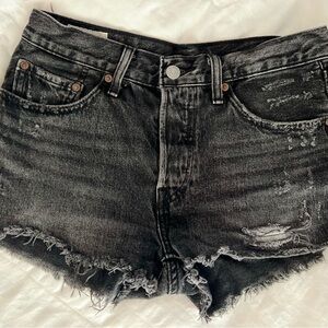 Levi's Black Jean Shorts Distressed Cut-Off Style